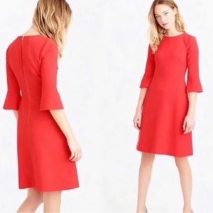 J. Crew Bell Sleeve Crepe Dress Size 6 Papaya Red E7848